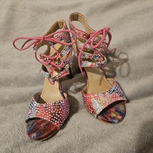 Thalia Sodi Multicolor Strappy Heels